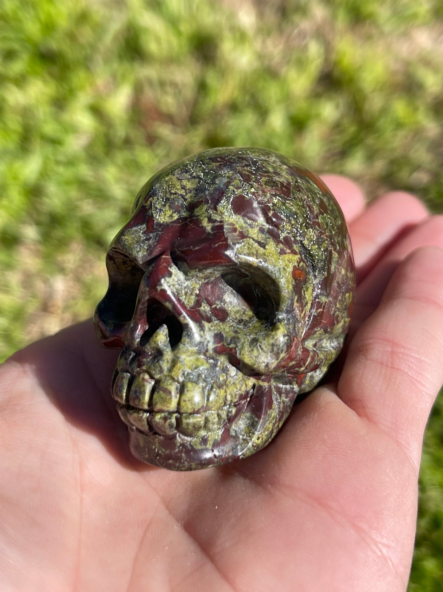 Crystal Skull Medium Blood Stone