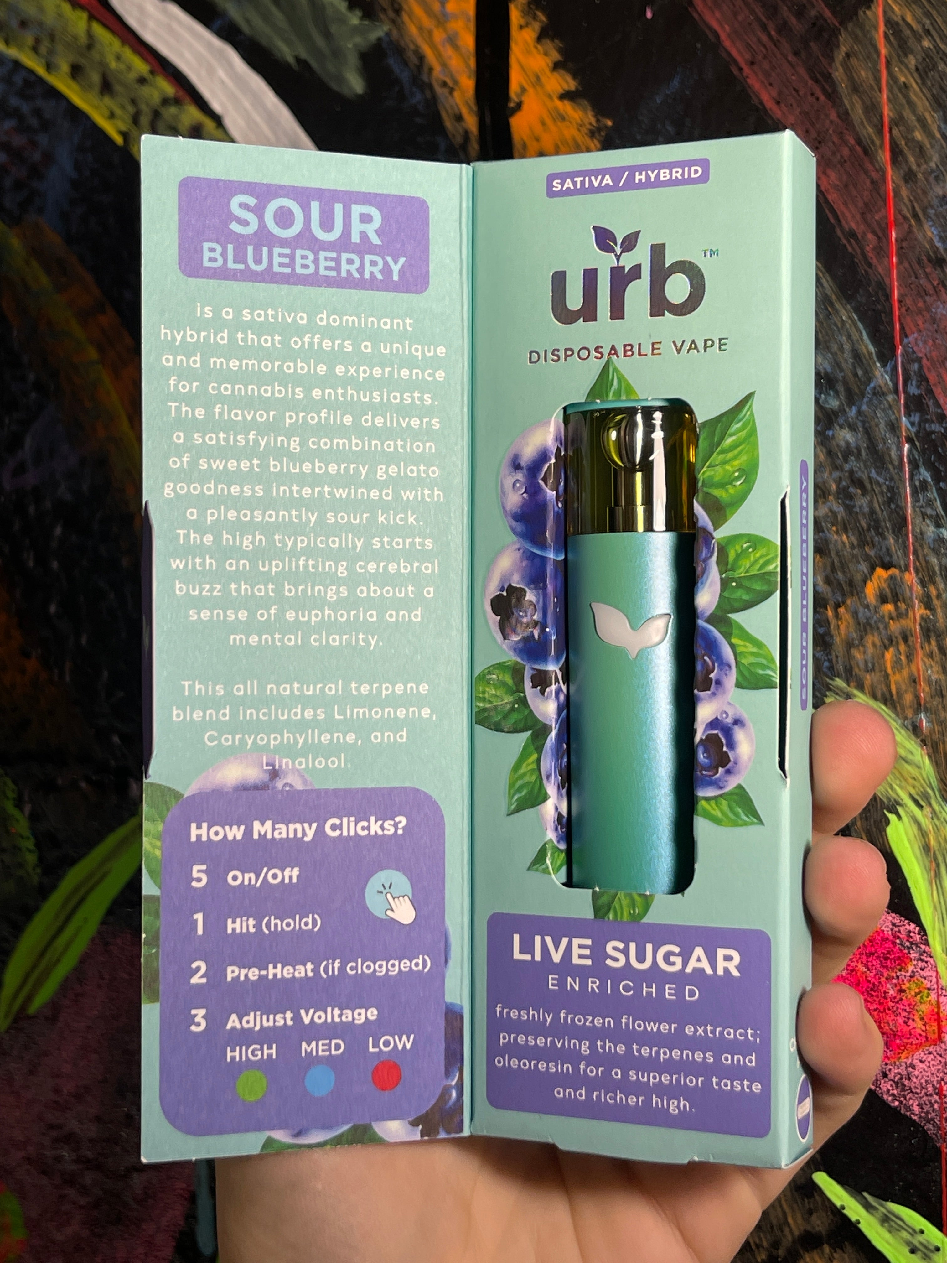 URB THCA/THCP Live Sugar 3g Disposable Sour Blueberry Sativa/Hybrid ...