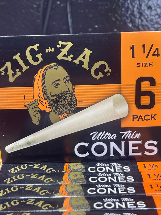 Zig Zag 6pc Ultra Thin Cones 1 & 1/4 Size