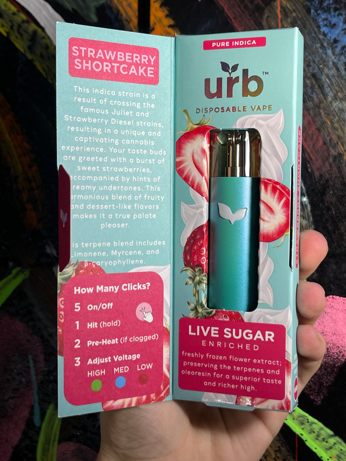 URB Live Sugar 3g Disposable Strawberry Shortcake Pure Indica