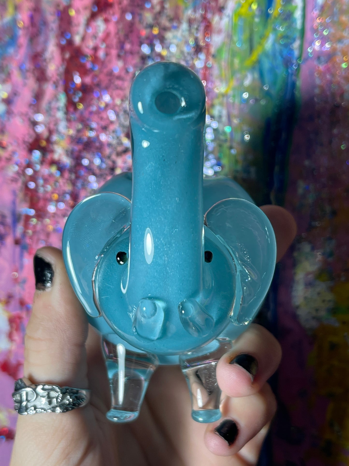 Elephant Glass Handpipe Teal Large